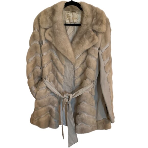 Vintage Furs By Szor & Deider Beige Mink Fur Jacket Belted Waist Old Money - Picture 6 of 16